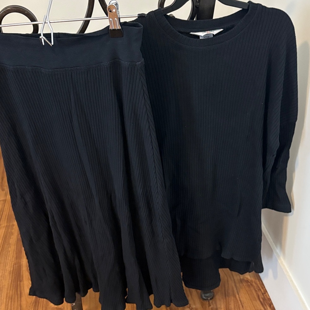 Classic navy Long Sleeve Women's Top and skirt